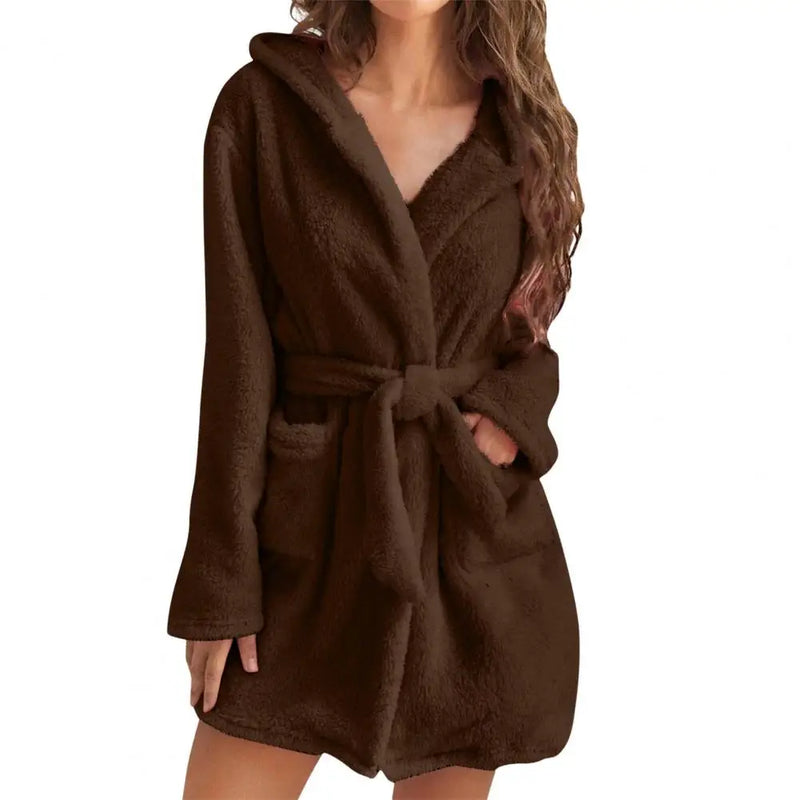 Robe de chambre courte pour femme marron
