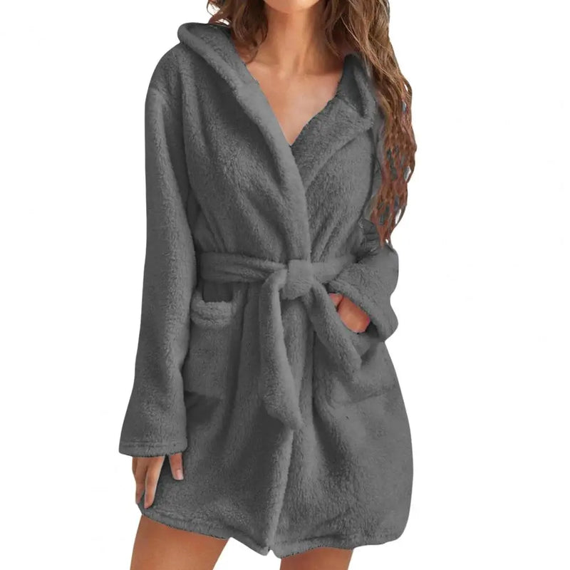 Robe de chambre courte pour femme gris foncé