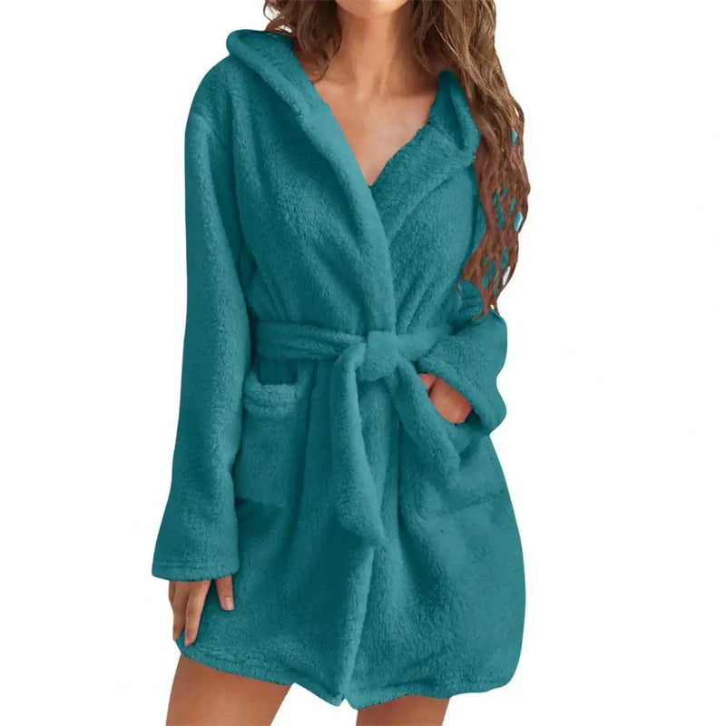 Robe de chambre courte pour femme cyan
