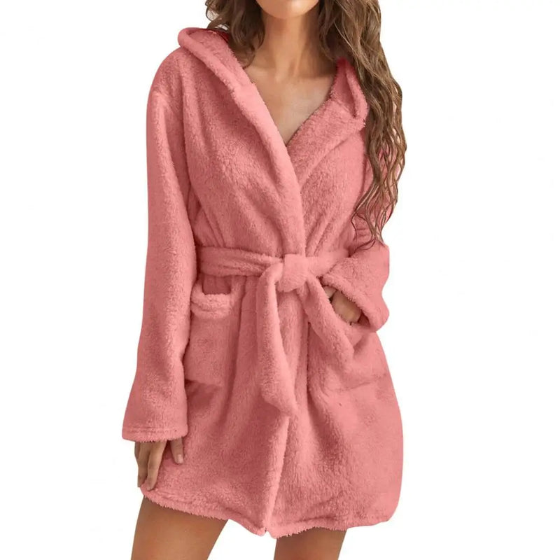 Robe de chambre courte pour femme rose clair