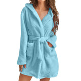 Robe de chambre courte pour femme bleu clair