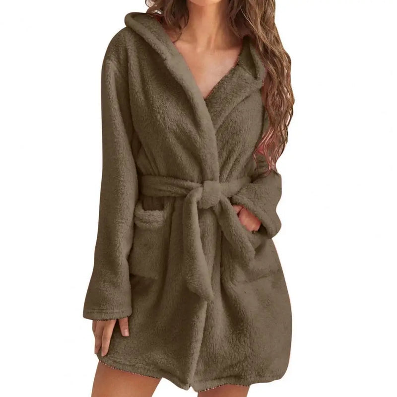 Robe de chambre courte pour femme café