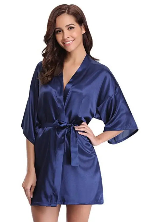 Robe de chambre courtelle pour femme bleu marine