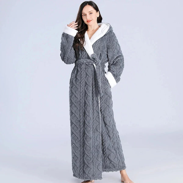 Robe de chambre en flanelle femme grise