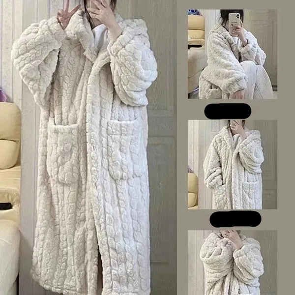 Robe de chambre en maille polaire femme blanche
