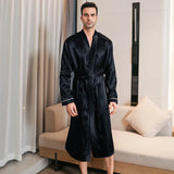 Robe de chambre en soie homme noire