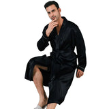 Robe de chambre en soie homme noire