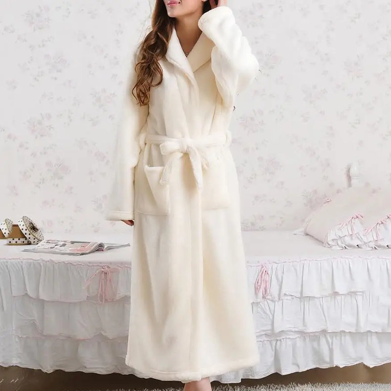 Robe de chambre femme hiver beige