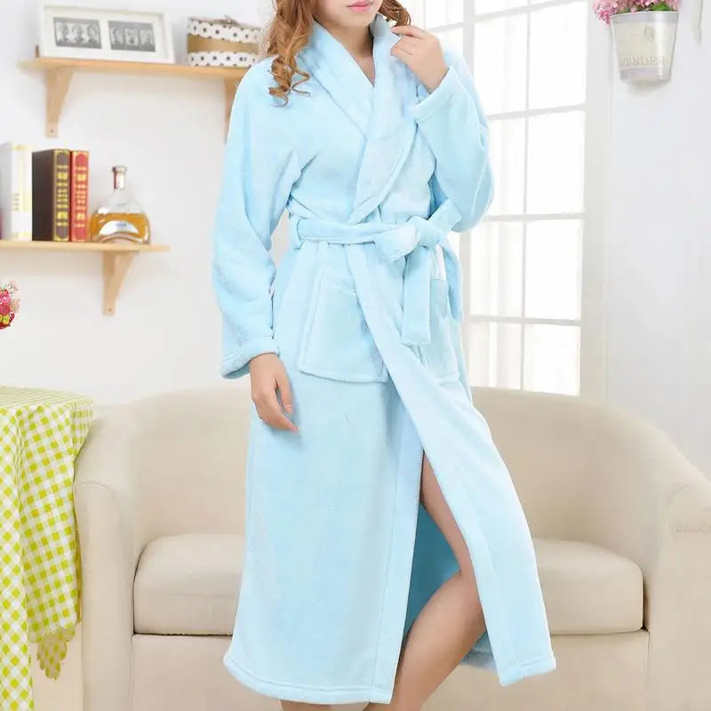 Robe de chambre femme hiver bleu clair
