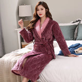 Robe de chambre femme matelassée rose foncée