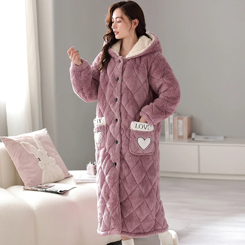 Robe de chambre femme molleton rose