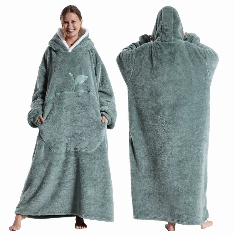 Robe de chambre femme polaire grande taille bleu-gris