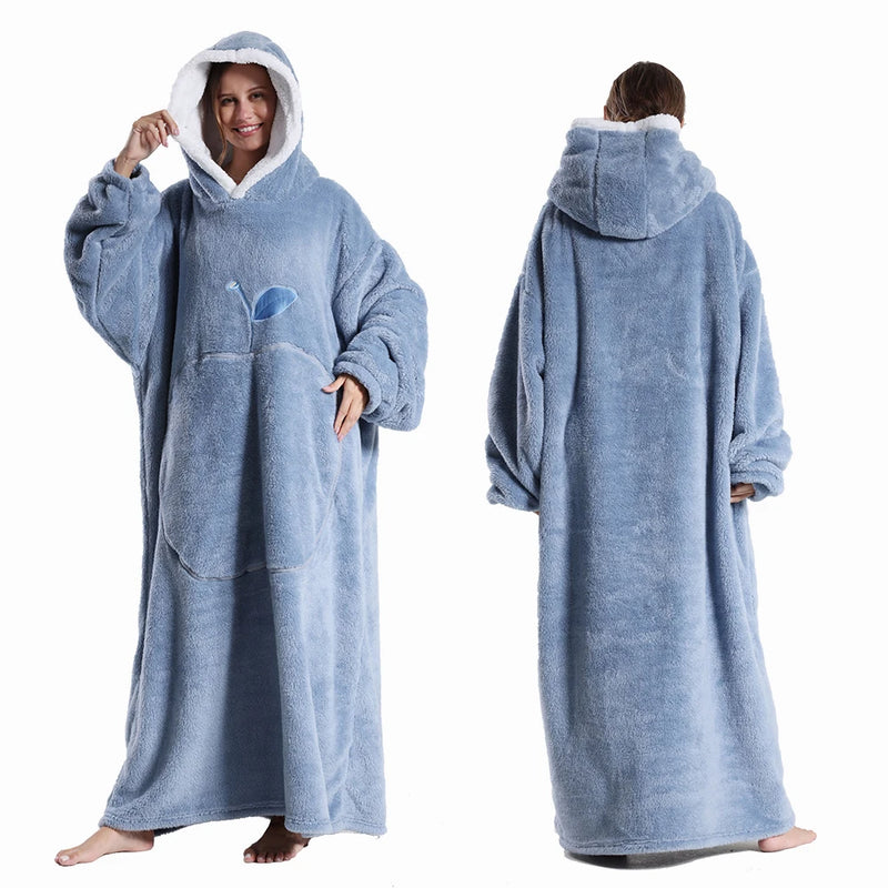 Robe de chambre femme polaire grande taille bleu