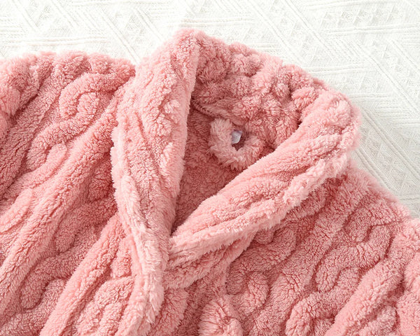 Robe de chambre femme polaire sans capuche rose