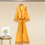 Robe de chambre femme velours luxe jaune