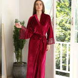 Robe de chambre femme velours luxe bordeaux