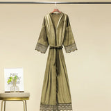 Robe de chambre femme velours luxe vert olive