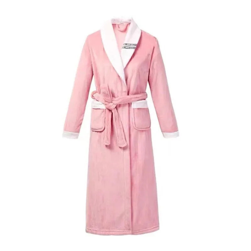 Robe de chambre homme velours rose col blanc