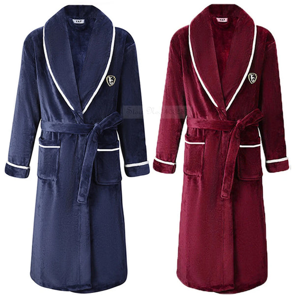 Robe de chambre homme hiver bleu marine et bordeaux