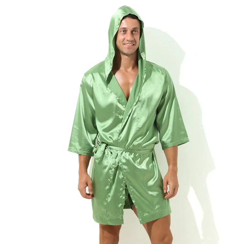 Robe de chambre homme légère vert clair