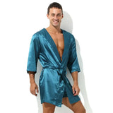 Robe de chambre homme légère bleu vert