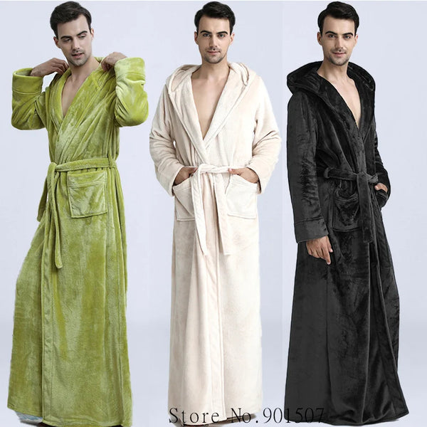 Robe de chambre homme longue vert beige noire