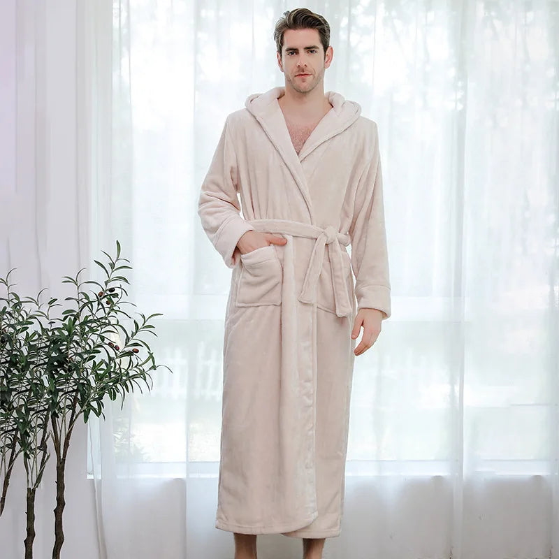 Robe de chambre homme longue rose clair