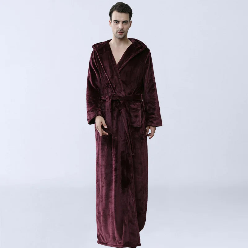 Robe de chambre homme longue rouge foncé
