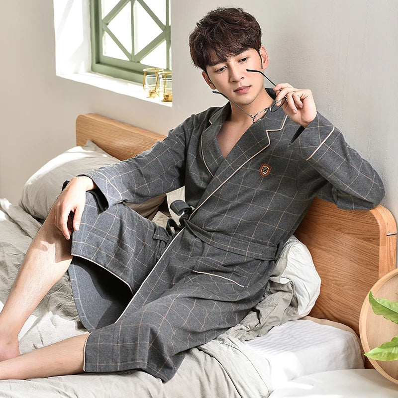 Robe de chambre homme style anglais gris foncé