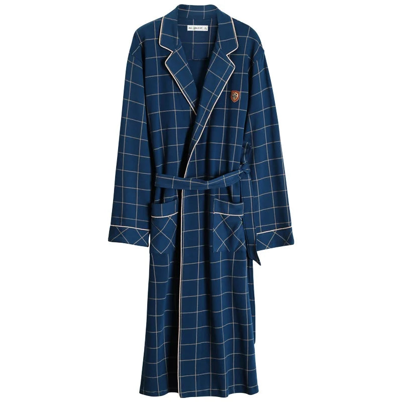 Robe de chambre homme style anglais bleu rayé
