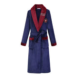 Robe de chambre homme velours violet col rouge