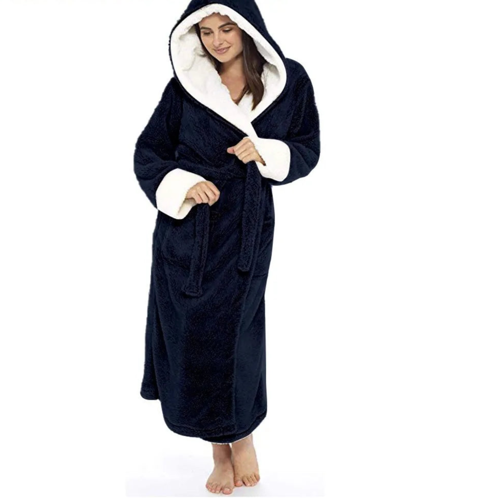 Robe de chambre pilou bleu foncé