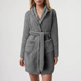 Robe de chambre polaire femme courte gris foncé
