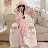 Robe de chambre polaire femme originale rose/ blanche