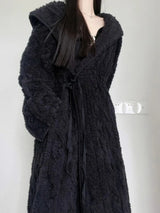 Robe de chambre polaire noire femme
