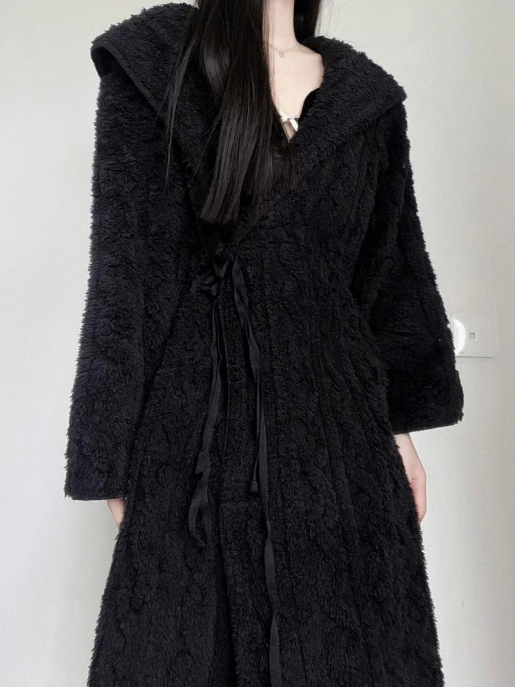 Robe de chambre polaire noire femme
