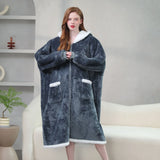 Robe de chambre polaire zippée femme bleu marine