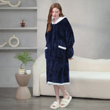 Robe de chambre polaire zippée femme bleu foncé