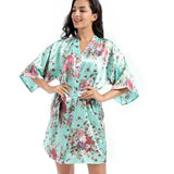 Robe de chambre été femme imprimé vert/rouge