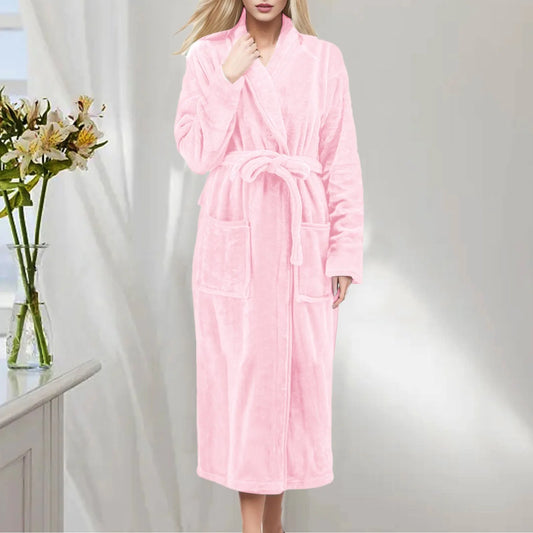 Robe de chambre été femme en mousseline de coton rose