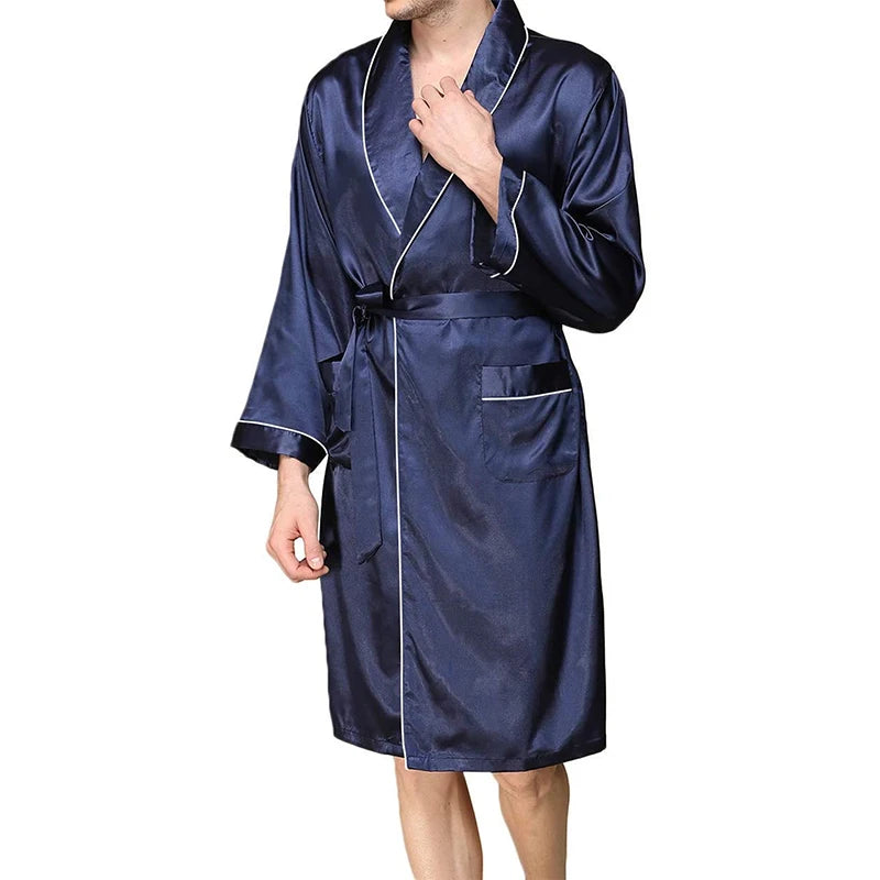Robe de chambre été pour homme bleu nuit
