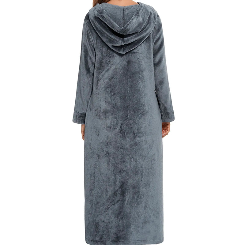 Robe de chambre zippée femme grise