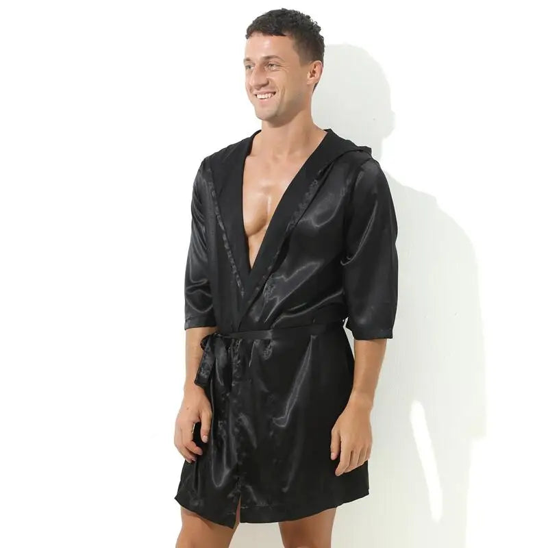 Robe de chambre homme légère noire