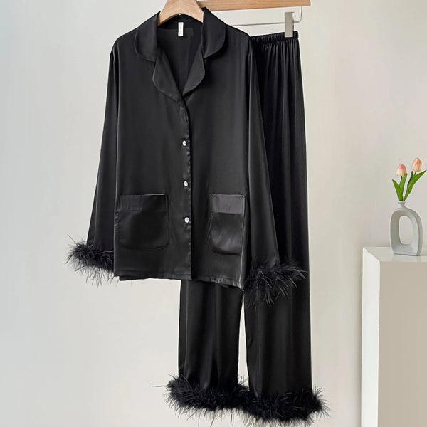 Pyjama satin rose noir