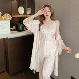 Pyjama 3 pièces satin femme rose