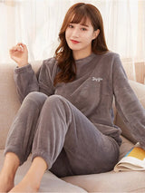 Ensemble de pyjama en velours pour femmes gris