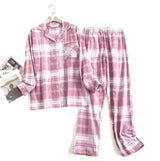 pyjama femme flanelle de coton grands carreaux rose blanc