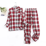 pyjama femme flanelle de coton carreau rouge et blancs