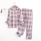 pyjama femme flanelle de coton carreaux rose bleu