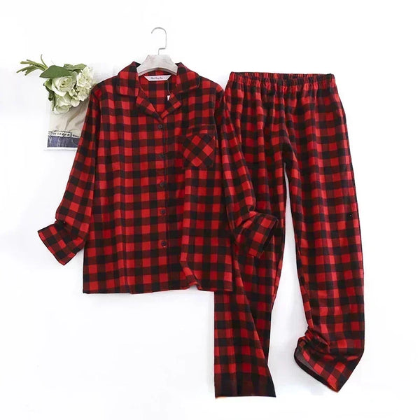pyjama femme flanelle de coton carreaux rouge noir